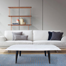 Load image into Gallery viewer, Milano 36" Square Italian Carrara White Marble Coffee Table with Metal Legs