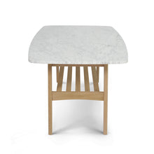 Load image into Gallery viewer, Loris 43" Rectangular Italian Carrara White Marble Coffee Table with Oak Shelf