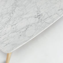 Load image into Gallery viewer, Loris 43" Rectangular Italian Carrara White Marble Coffee Table with Oak Shelf