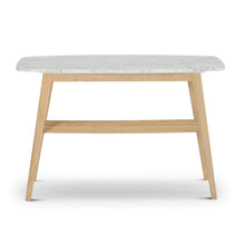 Load image into Gallery viewer, Beppe 43" Rectangular Italian Carrara White Marble Console Table with Oak Shelf