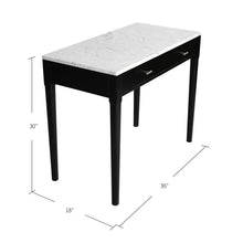 Load image into Gallery viewer, Roberto 36" Rectangular Italian Carrara White Marble Console Table with Black Leg
