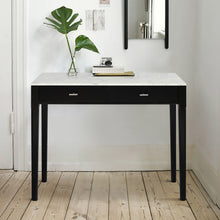 Load image into Gallery viewer, Roberto 36" Rectangular Italian Carrara White Marble Console Table with Black Leg