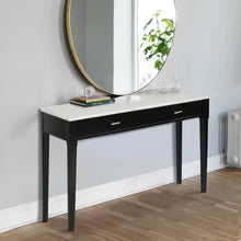 Load image into Gallery viewer, Roberto 36" Rectangular Italian Carrara White Marble Console Table with Black Leg