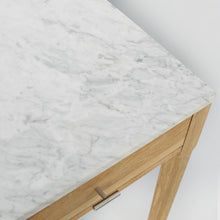 Load image into Gallery viewer, Roberto 36" Rectangular Italian Carrara White Marble Console Table with Oak Leg