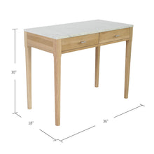 Load image into Gallery viewer, Roberto 36" Rectangular Italian Carrara White Marble Console Table with Oak Leg