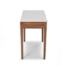 Load image into Gallery viewer, Roberto 36" Rectangular Italian Carrara White Marble Console Table with Walnut Leg