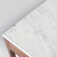 Load image into Gallery viewer, Roberto 36" Rectangular Italian Carrara White Marble Console Table with Walnut Leg