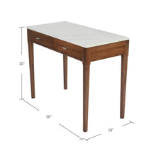 Load image into Gallery viewer, Roberto 36" Rectangular Italian Carrara White Marble Console Table with Walnut Leg