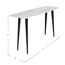 Load image into Gallery viewer, Milano 53" Rectangular Italian Carrara White Marble Console Table with Metal Legs