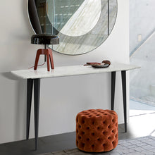 Load image into Gallery viewer, Milano 53" Rectangular Italian Carrara White Marble Console Table with Metal Legs