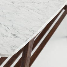 Load image into Gallery viewer, Beppe 43" Rectangular Italian Carrara White Marble Console Table with Walnut Shelf