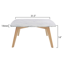 Load image into Gallery viewer, Riccardo 31.5" Square Italian Carrara White Marble Table with Oak Legs