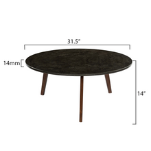Load image into Gallery viewer, Andrea 31.5" Round Charcoal Bluestone Coffee Table with Walnut Legs
