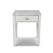 Load image into Gallery viewer, Adele 18" Square Italian Carrara White Marble Side Table with White Leg