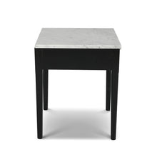 Load image into Gallery viewer, Adele 18" Square Italian Carrara White Marble Side Table with Black Leg