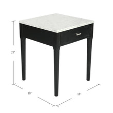Load image into Gallery viewer, Adele 18" Square Italian Carrara White Marble Side Table with Black Leg