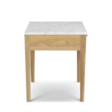 Load image into Gallery viewer, Adele 18" Square Italian Carrara White Marble Side Table with Oak Leg