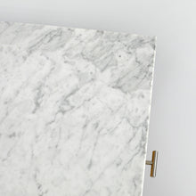 Load image into Gallery viewer, Adele 18" Square Italian Carrara White Marble Side Table with Oak Leg