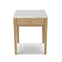 Load image into Gallery viewer, Adele 18" Square Italian Carrara White Marble Side Table with White Leg
