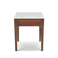 Load image into Gallery viewer, Adele 18" Square Italian Carrara White Marble Side Table with Walnut Leg