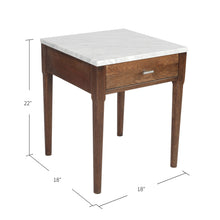 Load image into Gallery viewer, Adele 18" Square Italian Carrara White Marble Side Table with Walnut Leg