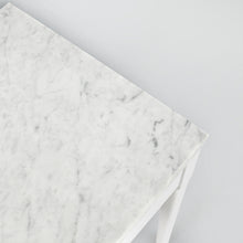 Load image into Gallery viewer, Adele 18" Square Italian Carrara White Marble Side Table with White Leg