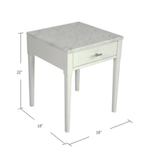 Load image into Gallery viewer, Adele 18" Square Italian Carrara White Marble Side Table with White Leg