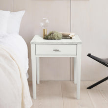 Load image into Gallery viewer, Adele 18" Square Italian Carrara White Marble Side Table with White Leg