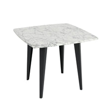 Load image into Gallery viewer, Milano 24" Square Italian Carrara White Marble Side Table with Metal Legs