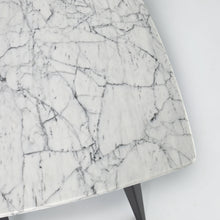 Load image into Gallery viewer, Milano 24" Square Italian Carrara White Marble Side Table with Metal Legs