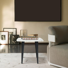 Load image into Gallery viewer, Milano 24" Square Italian Carrara White Marble Side Table with Metal Legs