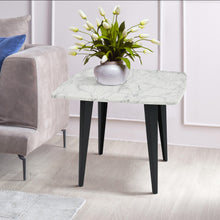 Load image into Gallery viewer, Milano 24" Square Italian Carrara White Marble Side Table with Metal Legs