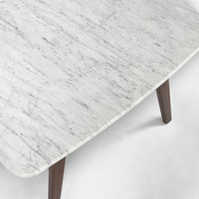Load image into Gallery viewer, Lorenzo 24" Square Italian Carrara White Marble Side Table with Walnut Shelf