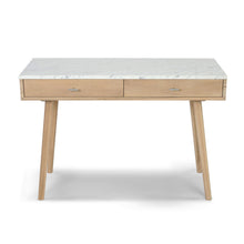 Load image into Gallery viewer, Luca 44" Rectangular Italian Carrara White Marble Writing Desk with Oak Leg