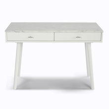 Load image into Gallery viewer, Luca 44" Rectangular Italian Carrara White Marble Writing Desk with White Leg
