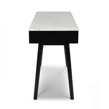Load image into Gallery viewer, Luca 44" Rectangular Italian Carrara White Marble Writing Desk with Black Leg