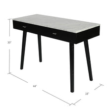 Load image into Gallery viewer, Luca 44" Rectangular Italian Carrara White Marble Writing Desk with Black Leg