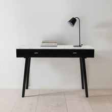 Load image into Gallery viewer, Luca 44" Rectangular Italian Carrara White Marble Writing Desk with Black Leg