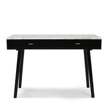 Load image into Gallery viewer, Luca 44" Rectangular Italian Carrara White Marble Writing Desk with Black Leg