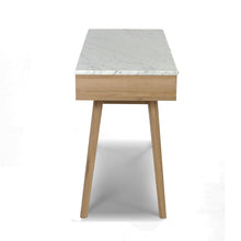 Load image into Gallery viewer, Luca 44" Rectangular Italian Carrara White Marble Writing Desk with Oak Leg