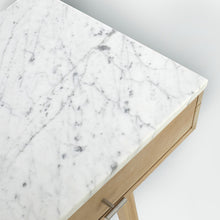 Load image into Gallery viewer, Luca 44" Rectangular Italian Carrara White Marble Writing Desk with Oak Leg