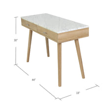 Load image into Gallery viewer, Luca 44" Rectangular Italian Carrara White Marble Writing Desk with Oak Leg