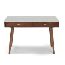 Load image into Gallery viewer, Luca 44" Rectangular Italian Carrara White Marble Writing Desk with Oak Leg