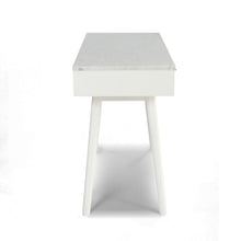 Load image into Gallery viewer, Luca 44" Rectangular Italian Carrara White Marble Writing Desk with White Leg