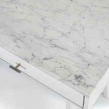 Load image into Gallery viewer, Luca 44" Rectangular Italian Carrara White Marble Writing Desk with White Leg