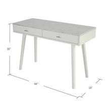 Load image into Gallery viewer, Luca 44" Rectangular Italian Carrara White Marble Writing Desk with White Leg