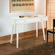 Load image into Gallery viewer, Luca 44" Rectangular Italian Carrara White Marble Writing Desk with White Leg