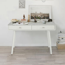 Load image into Gallery viewer, Luca 44" Rectangular Italian Carrara White Marble Writing Desk with White Leg